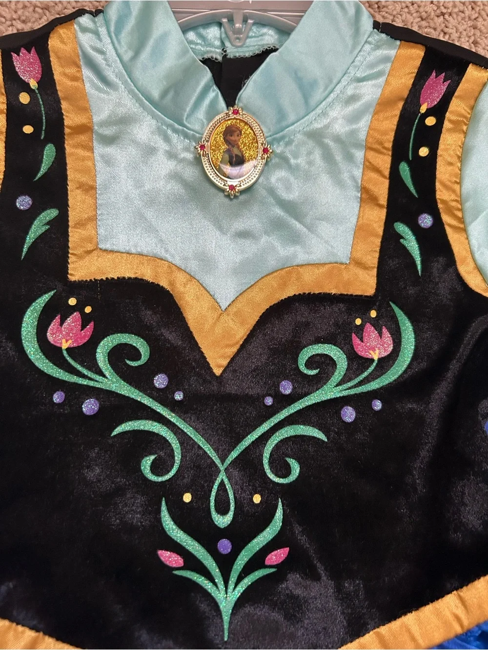 Disney Store Frozen Anna Coronation Costume Dress Size 7/8 Shoes 2/3 Crown Wand